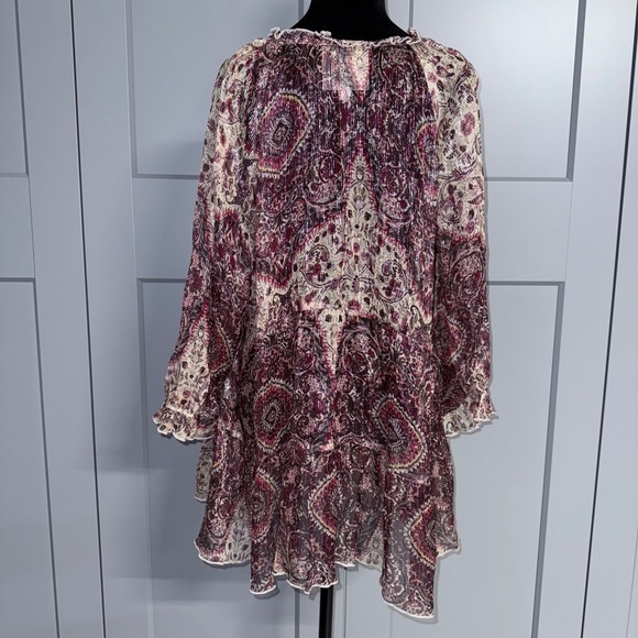 Johnny Was Jade Tunic Bilbao Paisley Sheer Metallic Silk Blend Boho XL Loose Fit - Picture 2 of 12